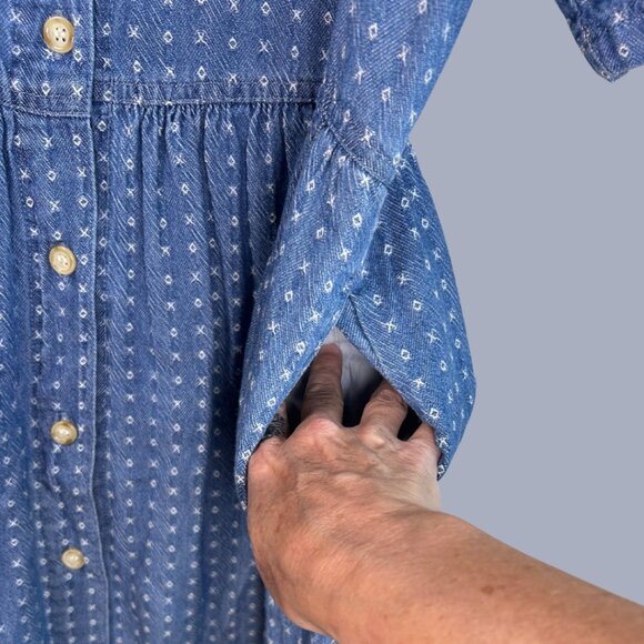 Vintage 80s Mizz Lizz Button Front Denim Shirt Dress - Picture 5 of 12